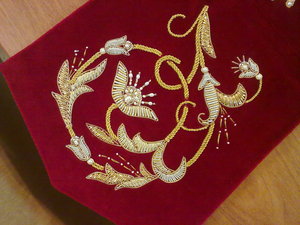 Красный, подарок митрополиту Меркурию, шитье шнурами и канителью